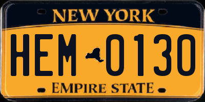 NY license plate HEM0130