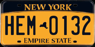 NY license plate HEM0132