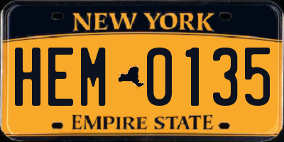NY license plate HEM0135