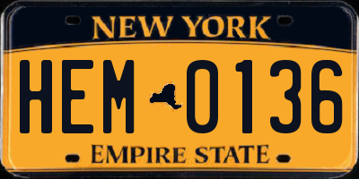 NY license plate HEM0136