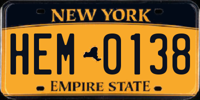 NY license plate HEM0138