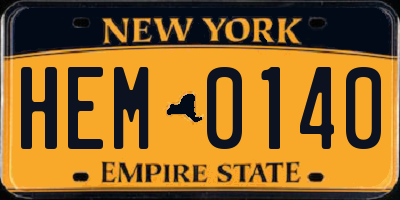NY license plate HEM0140
