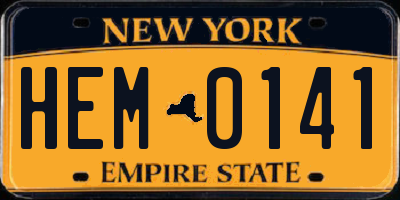 NY license plate HEM0141