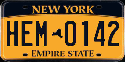 NY license plate HEM0142