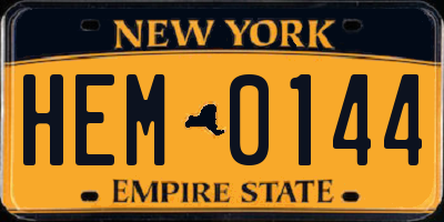 NY license plate HEM0144