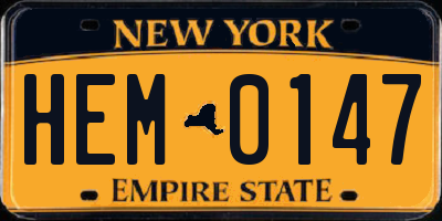 NY license plate HEM0147