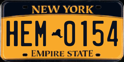 NY license plate HEM0154