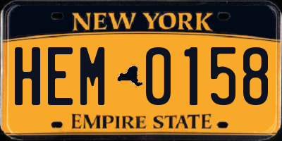 NY license plate HEM0158