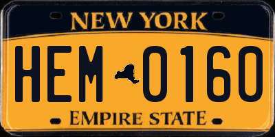 NY license plate HEM0160