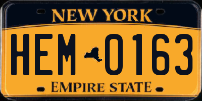 NY license plate HEM0163