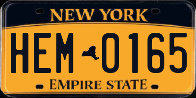 NY license plate HEM0165