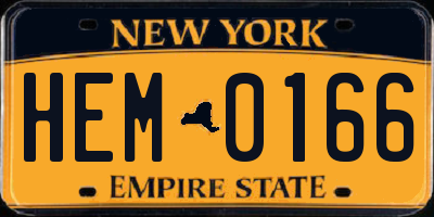 NY license plate HEM0166