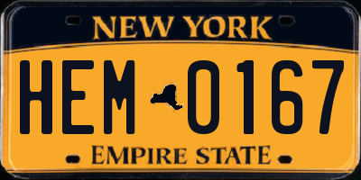 NY license plate HEM0167