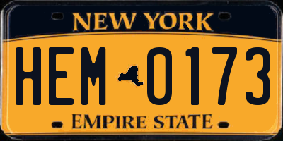 NY license plate HEM0173
