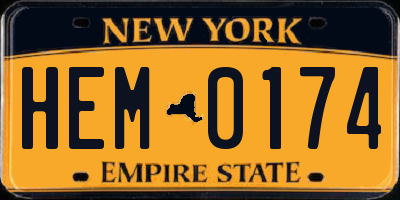 NY license plate HEM0174