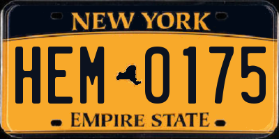 NY license plate HEM0175