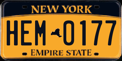 NY license plate HEM0177