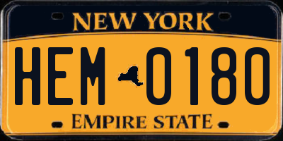 NY license plate HEM0180