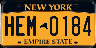 NY license plate HEM0184