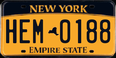 NY license plate HEM0188