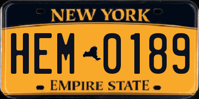 NY license plate HEM0189