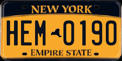 NY license plate HEM0190