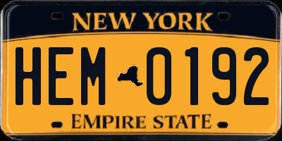 NY license plate HEM0192