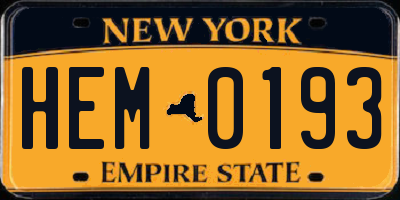 NY license plate HEM0193