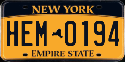 NY license plate HEM0194