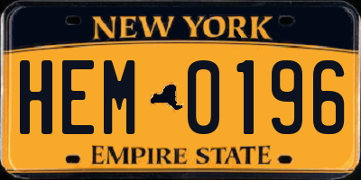 NY license plate HEM0196