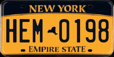 NY license plate HEM0198