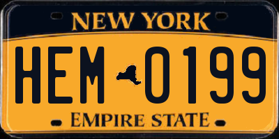 NY license plate HEM0199