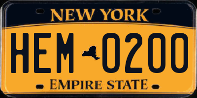 NY license plate HEM0200