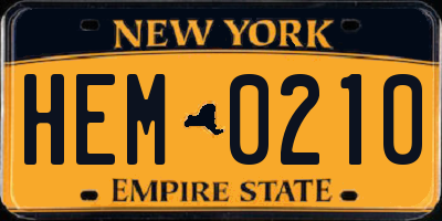NY license plate HEM0210