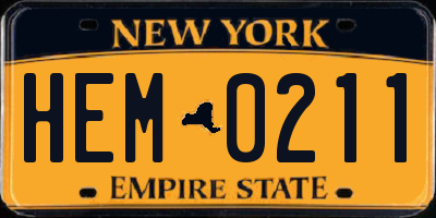 NY license plate HEM0211