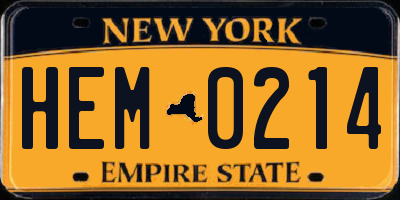 NY license plate HEM0214