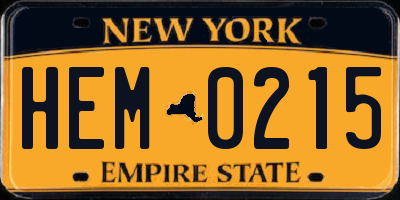 NY license plate HEM0215