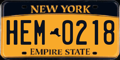 NY license plate HEM0218