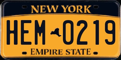 NY license plate HEM0219