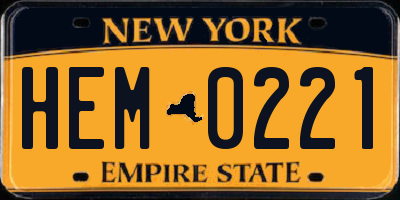 NY license plate HEM0221