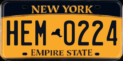 NY license plate HEM0224