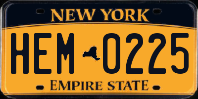 NY license plate HEM0225