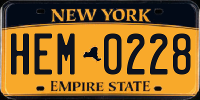 NY license plate HEM0228