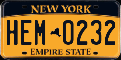 NY license plate HEM0232