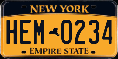 NY license plate HEM0234