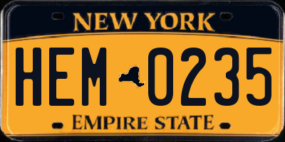 NY license plate HEM0235