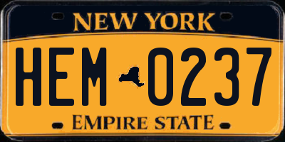 NY license plate HEM0237
