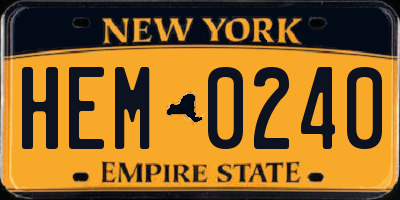 NY license plate HEM0240