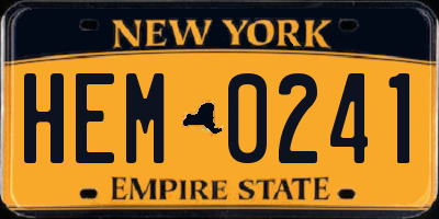 NY license plate HEM0241