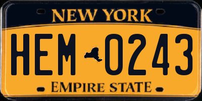 NY license plate HEM0243
